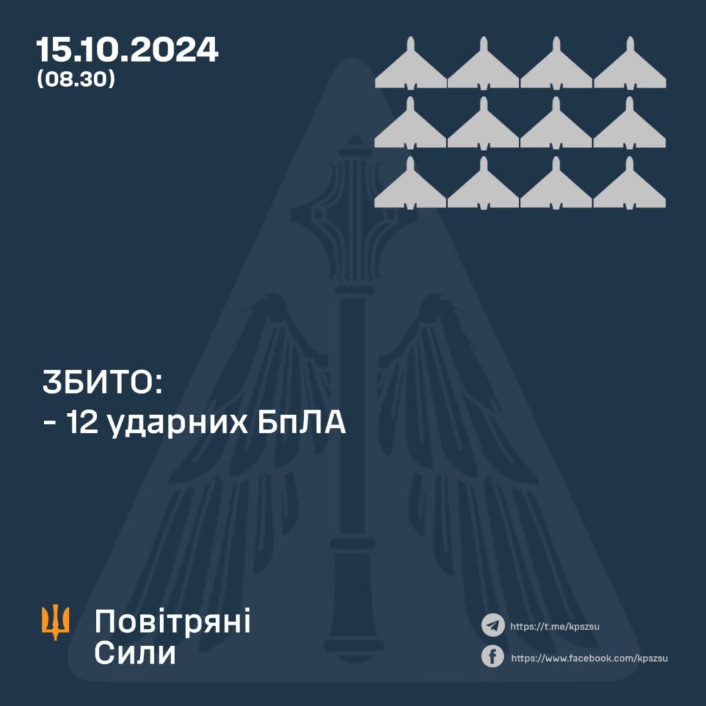 Збито 12 ударних БПЛА