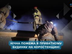 У Стовпинці на Коростенщині вночі горів приватний будинок: рятувальники збили полум’я з даху