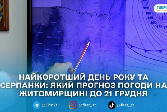 Похмуро, без опадів і з туманами: синоптики розповіли про погоду на Житомирщині 15–21 грудня
