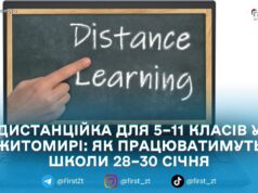 У Житомирі з 28 по 30 січня 5–11 класи та позашкілля перейшли на дистанційне навчання