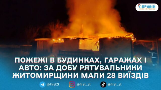 ДСНС Житомирщини за добу 28 разів виїжджала на пожежі...