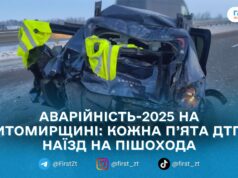 На Житомирщині за 2025 рік сталося 1032 ДТП із постраждалими: загинули 155 людей