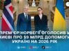 Норвегія надає Україні $9 млрд допомоги на 2026 рік — Свириденко