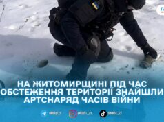 У Житомирському районі піротехніки ДСНС знищили артилерійський снаряд часів Другої світової