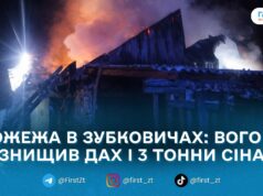 У Зубковичах на Коростенщині згорів дах господарчої будівлі та 3 тонни сіна