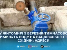 Водоканал попередив про відключення води з 9:00 на двох адресах у Житомирі