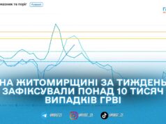 На Житомирщині захворюваність на ГРВІ за тиждень зросла майже на 10%