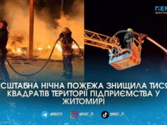 Пів сотні рятувальників гасили масштабну нічну пожежу на одному з підприємств Житомира