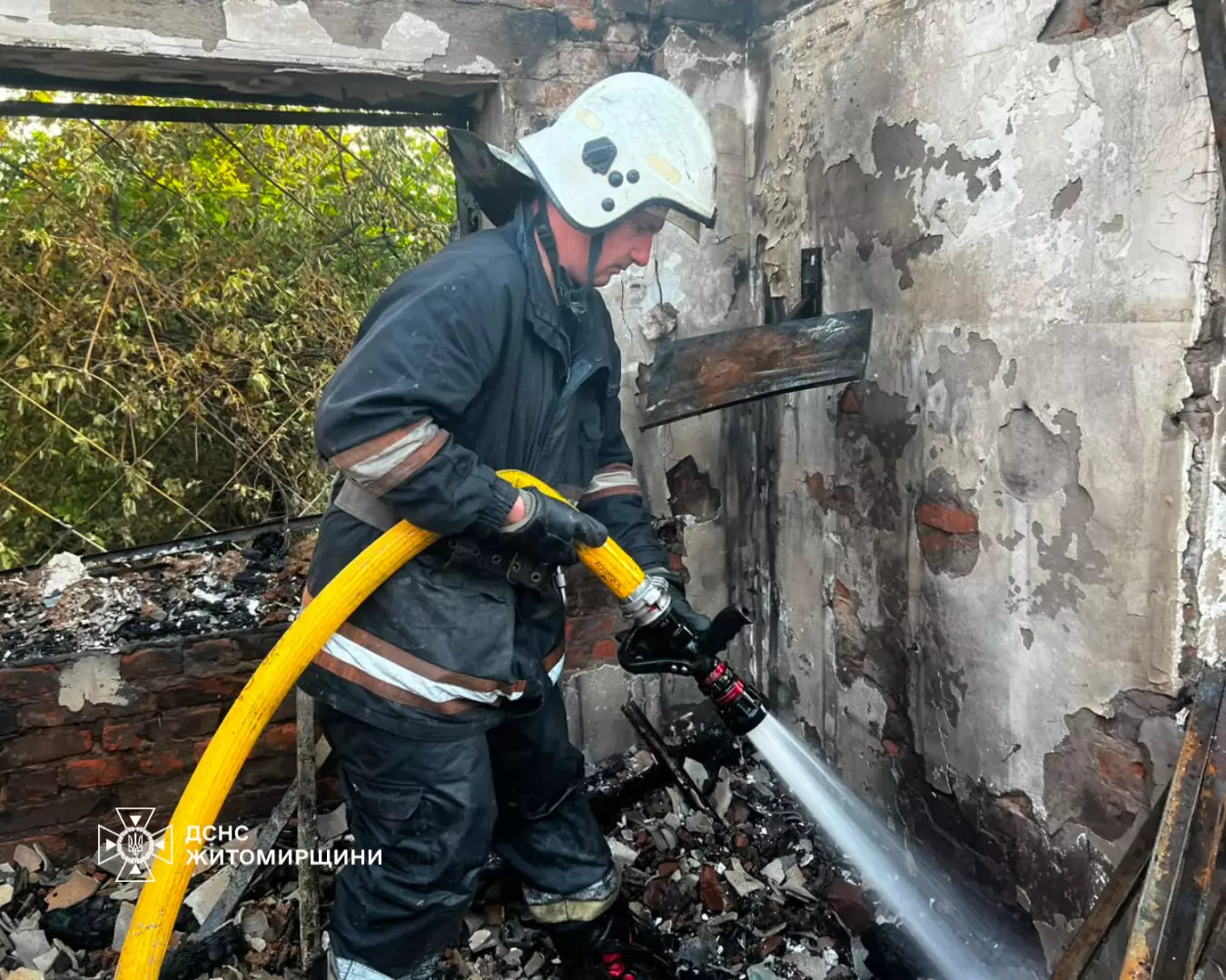 Процес гасіння пожежі на Житомирщині