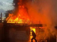 Згорілий квадроцикл та пошкоджений гараж після пожежі в Олевську пожежа в олевську